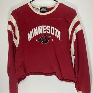NHL Minnesota Red and Cream Crew Neck Sweater